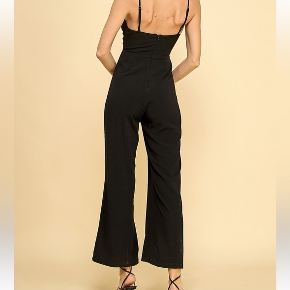 New Aiblee black twist front jumpsuit pants Small black gorgeous #holidayoutfit - Picture 3 of 4